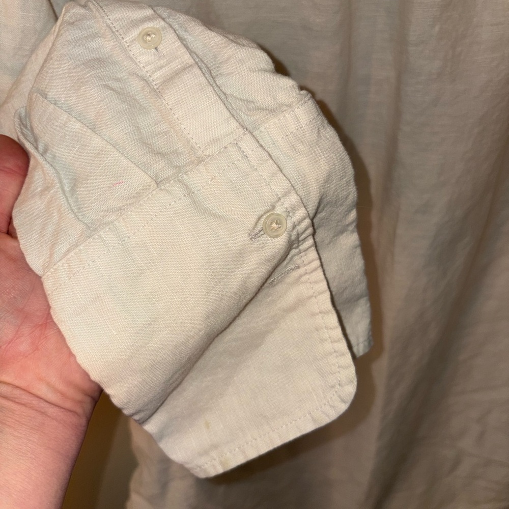 J.Crew Linen Cotton Beach Shirt Small Relaxed Sheer Flax Button Down Cover Up - Picture 9 of 11
